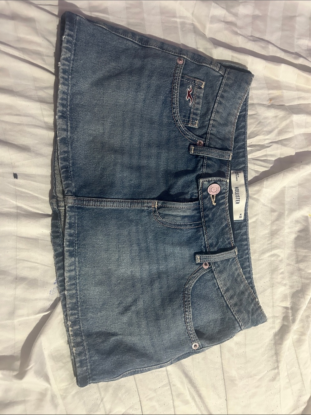 Hollister Classic Washed Blue Denim Mini Skirt